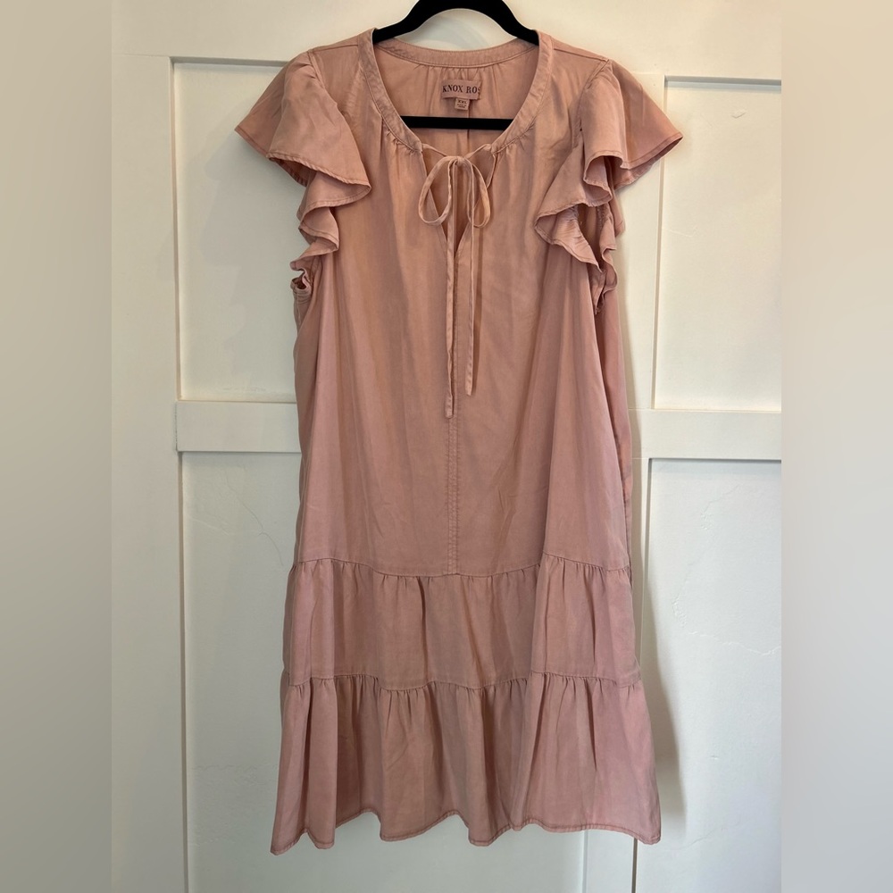 🌶️ Knox Rose Flutter Sleeve Tiered Babydoll Dress Dusty Rose Size XXL